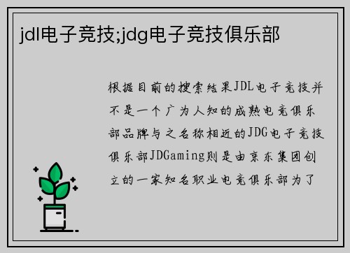 jdl电子竞技;jdg电子竞技俱乐部